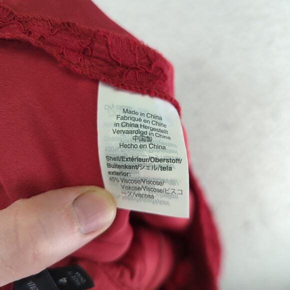 J.Crew Pintucked Pencil Skirt Floral Lace F8660 Midi Pleated‎ Red Women's Size 4 - Picture 4 of 6